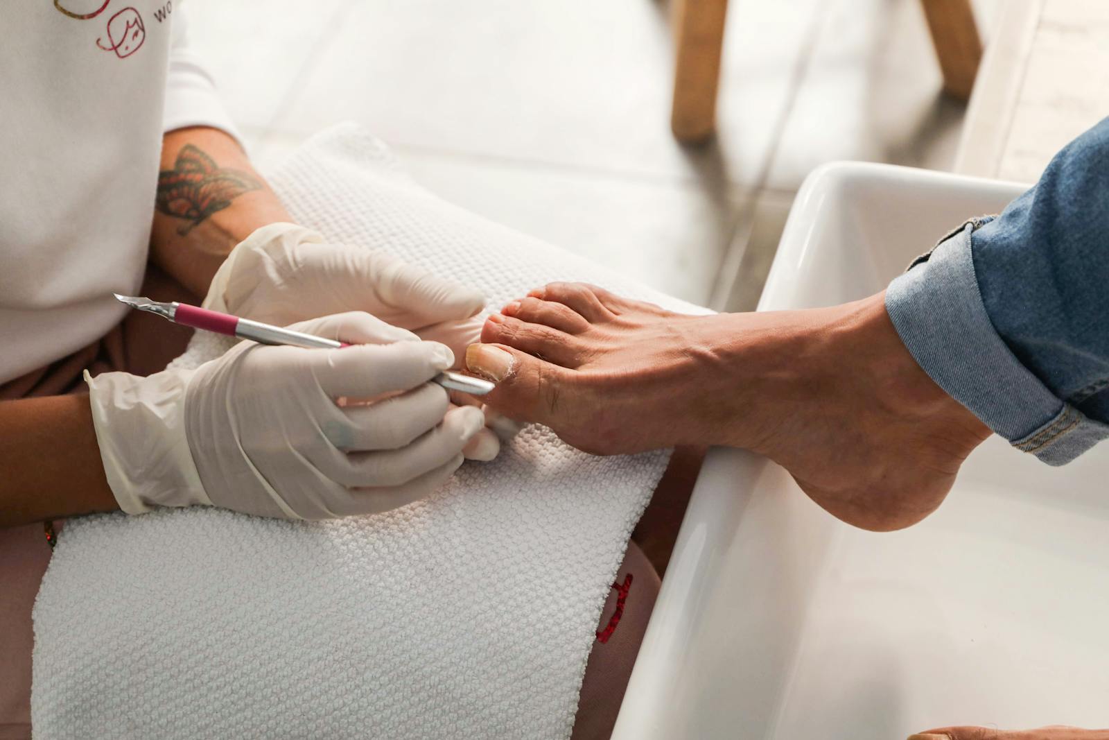Professional pedicure treatment in a salon